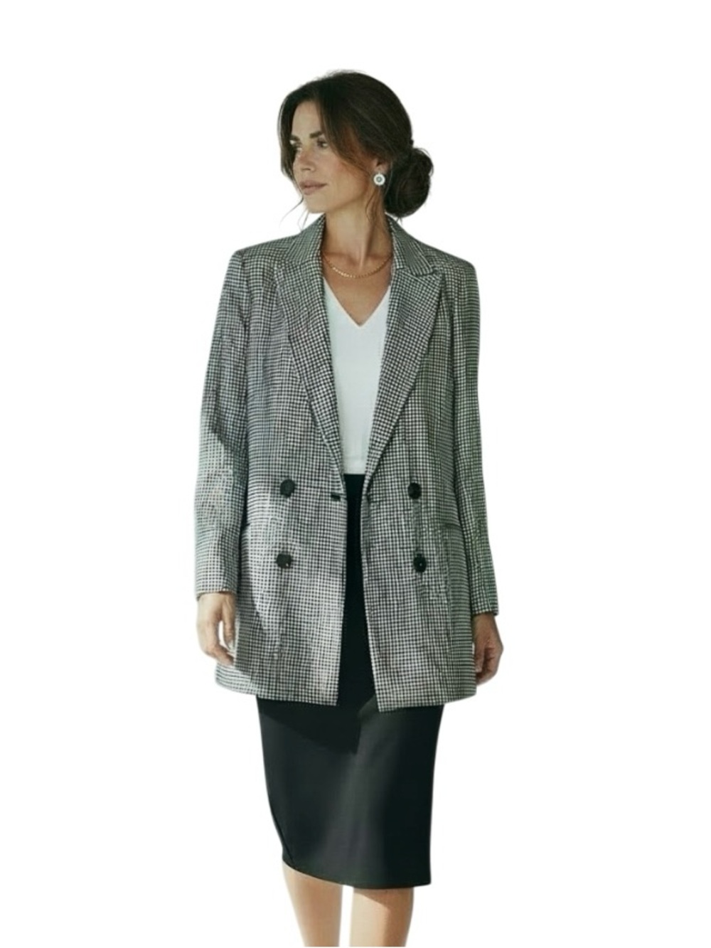 Rachel Zoe Womens Black White Check Designer Blazer Jacket Women’s Size XS